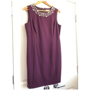 New Calvin Klein purple dress with pearl neckline